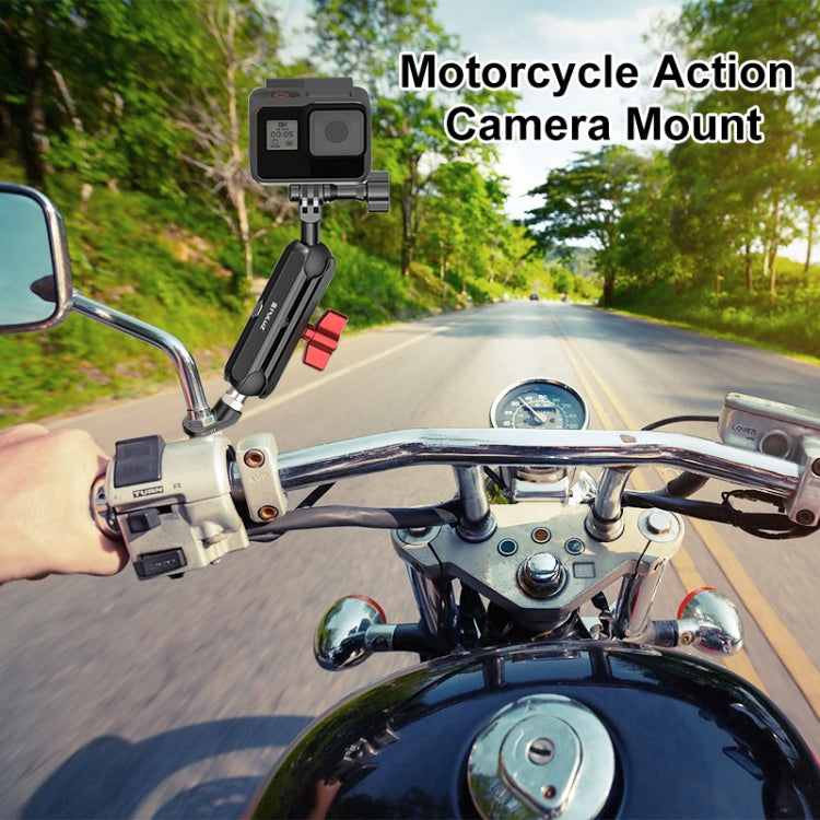 PULUZ Motorcycle Rearview Oblique CNC Metal Magic Arm Rod Mount - Bicycle Handlebar Mount by PULUZ | Online Shopping South Africa | PMC TechLife | Buy Now Pay Later Mobicred