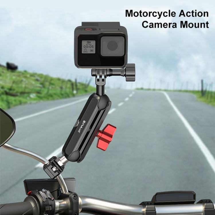 PULUZ Motorcycle Rearview Small Clamp CNC Metal Magic Arm Rod Mount (Black) - free shipping - PMC TechLife - Order now!