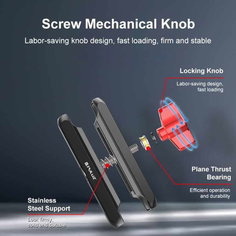 PULUZ Motorcycle Rearview Small Clamp CNC Metal Magic Arm Rod Mount (Black) - free shipping - PMC TechLife - Order now!