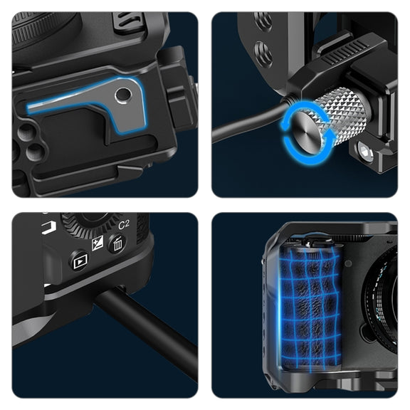 For Sony ILCE-A7CM2 / Alpha 7C II / Alpha 7CR PULUZ Metal Camera Cage Stabilizer Rig (Black)