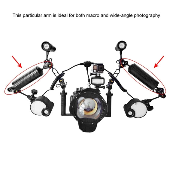 PULUZ 6.1 inch 15.5cm Length 80mm Diameter Dual Balls Carbon Fiber Floating Arm, Ball Diameter: 25mm, Buoyancy: 400g Phone