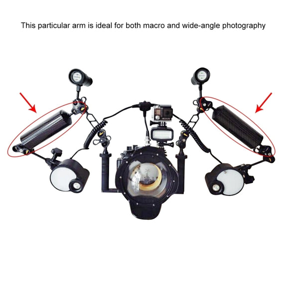 PULUZ 8 inch 20cm Length 80mm Diameter Dual Balls Carbon Fiber Floating Arm, Ball Diameter: 25mm, Buoyancy: 600g
