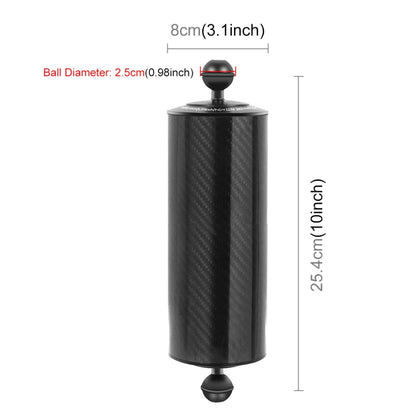 PULUZ 10.82 inch 27.5cm Length 80mm Diameter Dual Balls Carbon Fiber Floating Arm, Ball Diameter: 25mm, Buoyancy: 800g - free shipping - PMC Jewellery - Order now!