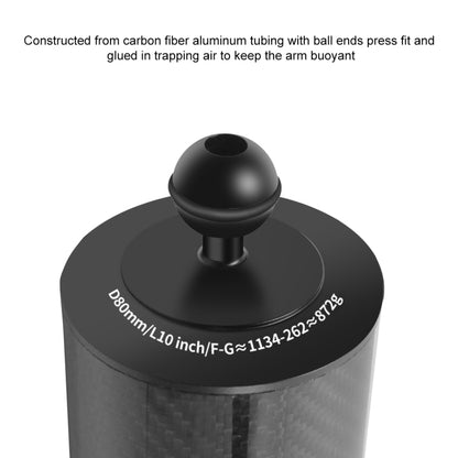 PULUZ 10.82 inch 27.5cm Length 80mm Diameter Dual Balls Carbon Fiber Floating Arm, Ball Diameter: 25mm, Buoyancy: 800g - free shipping - PMC Jewellery - Order now!