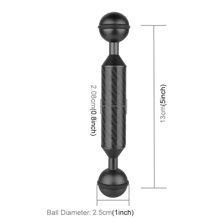 PULUZ 5 inch 13cm Length 20.8mm Diameter Dual Balls Carbon Fiber Floating Arm, Ball Diameter: 25mm(Black) - free shipping - PMC Jewellery - Order now!