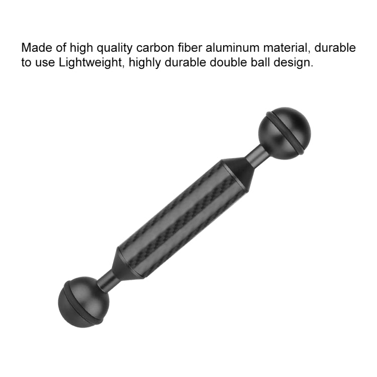 PULUZ 5 inch 13cm Length 20.8mm Diameter Dual Balls Carbon Fiber Floating Arm, Ball Diameter: 25mm(Black) - free shipping - PMC Jewellery - Order now!
