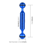 PULUZ 5 inch 13cm Length 20.8mm Diameter Dual Balls Carbon Fiber Floating Arm, Ball Diameter: 25mm(Blue)