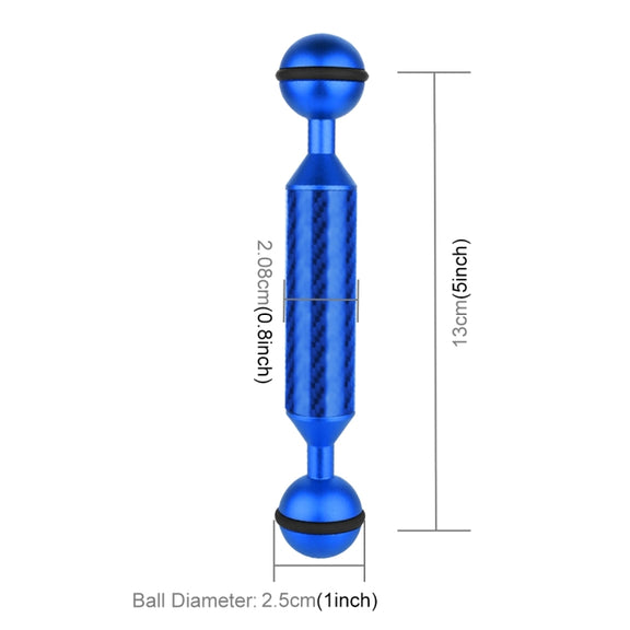PULUZ 5 inch 13cm Length 20.8mm Diameter Dual Balls Carbon Fiber Floating Arm, Ball Diameter: 25mm(Blue)