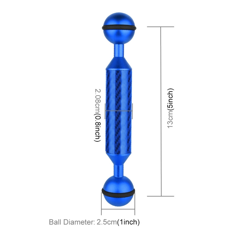 PULUZ 5 inch 13cm Length 20.8mm Diameter Dual Balls Carbon Fiber Floating Arm, Ball Diameter: 25mm(Blue)