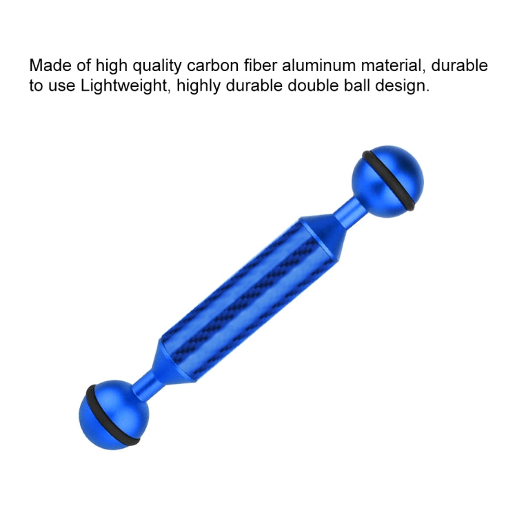 PULUZ 5 inch 13cm Length 20.8mm Diameter Dual Balls Carbon Fiber Floating Arm, Ball Diameter: 25mm(Blue)