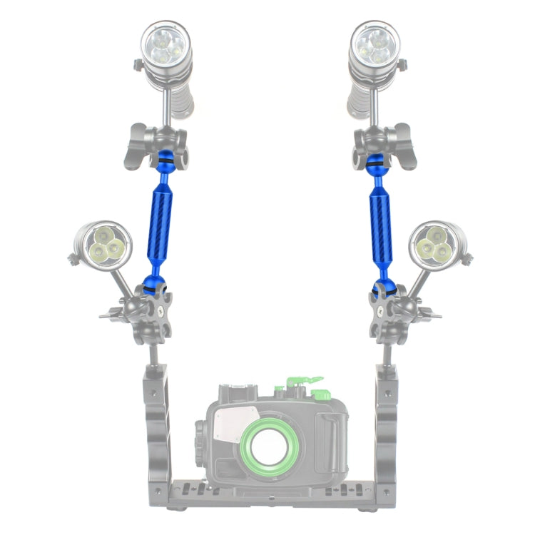 PULUZ 5 inch 13cm Length 20.8mm Diameter Dual Balls Carbon Fiber Floating Arm, Ball Diameter: 25mm(Blue) - free shipping - PMC Jewellery - Order now!