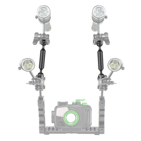 PULUZ  9 inch 23cm Length 20.8mm Diameter Dual Balls Carbon Fiber Floating Arm, Ball Diameter: 25mm(Black)