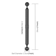 PULUZ 11 inch 28cm Length 20.8mm Diameter Dual Balls Carbon Fiber Floating Arm, Ball Diameter: 25mm(Black)