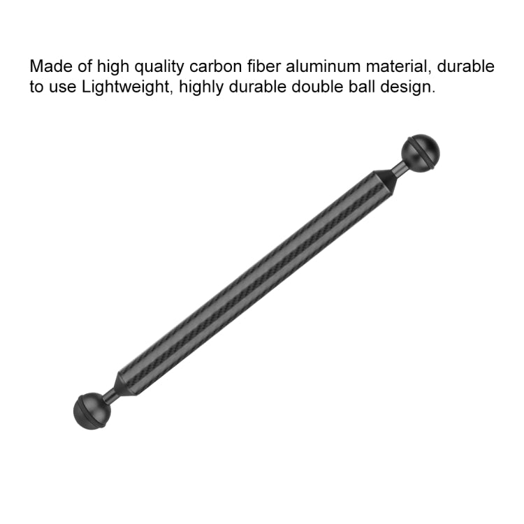 PULUZ 11 inch 28cm Length 20.8mm Diameter Dual Balls Carbon Fiber Floating Arm, Ball Diameter: 25mm(Black)