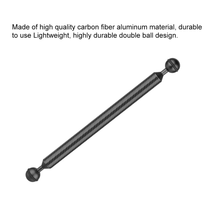 PULUZ  12 inch 30.4cm Length 20.8mm Diameter Dual Balls Carbon Fiber Floating Arm, Ball Diameter: 25mm(Black)