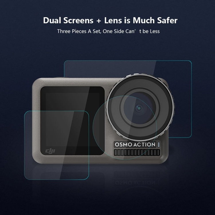 PULUZ Lens + Front and Back LCD Display 9H 2.5D Tempered Glass Film for DJI Osmo Action - free shipping - PMC TechLife - Order now!