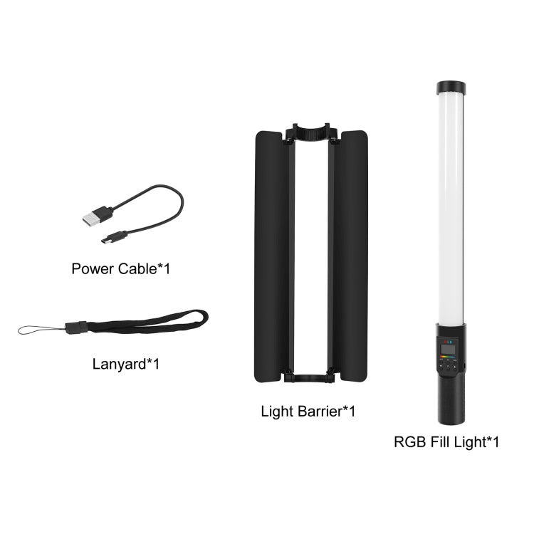 PULUZ 190 LEDs Photo Handheld Stick Light Full Color RGB Fill Light with Barndoor - free shipping - PMC Jewellery - Order now!