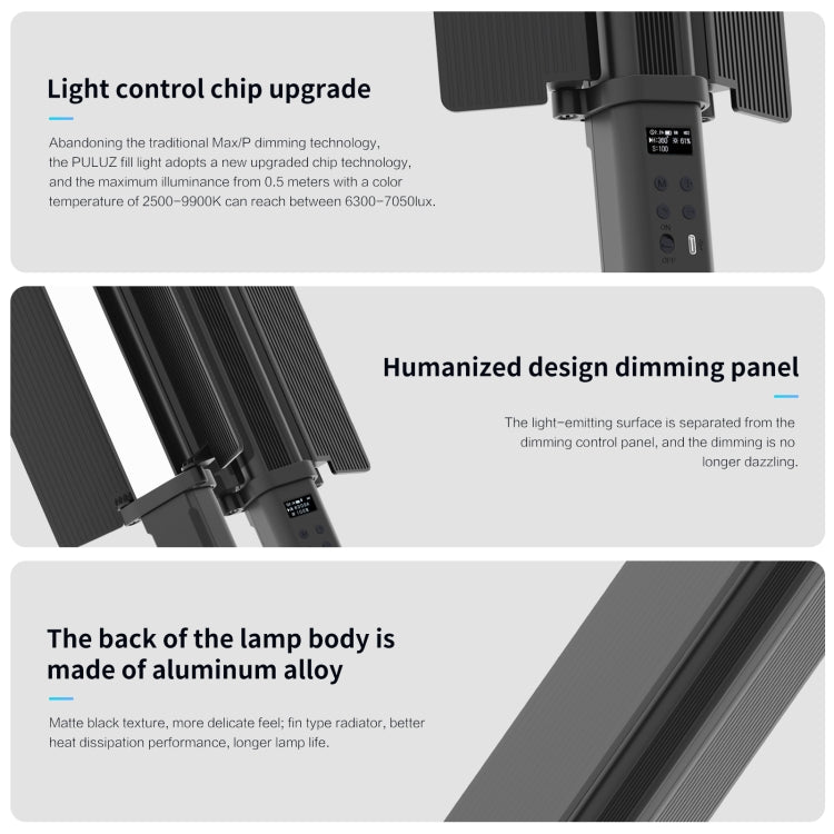 PULUZ 72 LEDs Photo Handheld Stick Light Full Color RGB Fill Light with Barndoor - free shipping - PMC Jewellery - Order now!