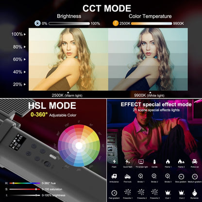 PULUZ 72 LEDs Photo Handheld Stick Light Full Color RGB Fill Light with Barndoor - free shipping - PMC Jewellery - Order now!