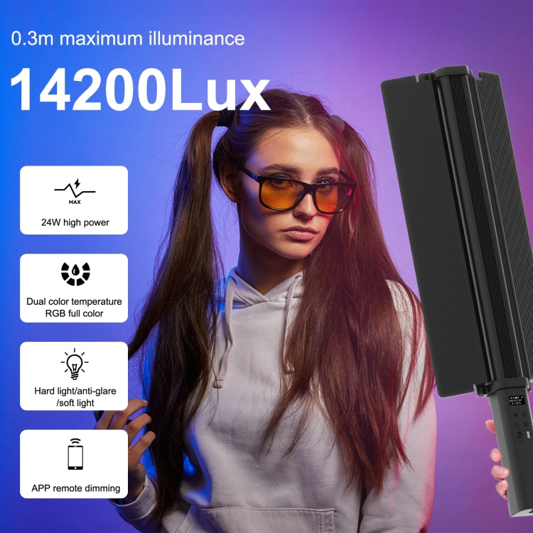 PULUZ 72 LEDs Photo Handheld Stick Light Full Color RGB Fill Light with Barndoor - free shipping - PMC Jewellery - Order now!