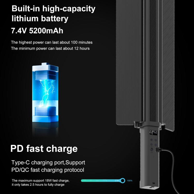 PULUZ 72 LEDs Photo Handheld Stick Light Full Color RGB Fill Light with Barndoor - free shipping - PMC Jewellery - Order now!
