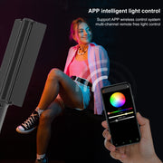 PULUZ 72 LEDs Photo Handheld Stick Light Full Color RGB Fill Light with Barndoor