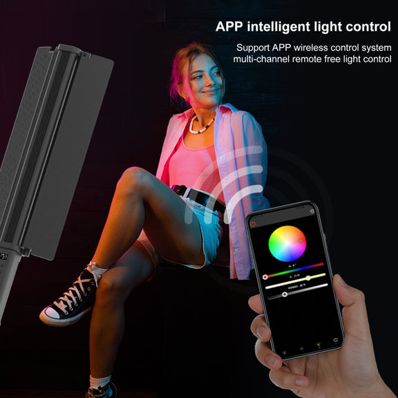 PULUZ 72 LEDs Photo Handheld Stick Light Full Color RGB Fill Light with Barndoor