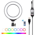 PULUZ 6.2 inch 16cm USB RGBW Dimmable LED Ring Vlogging Photography Video Lights  with Cold Shoe Tripod Ball Head & Remote Control(Black) - free shipping - PMC TechLife - Order now!