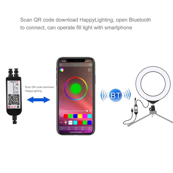 PULUZ 6.2 inch 16cm USB RGBW Dimmable LED Ring Vlogging Photography Video Lights  with Cold Shoe Tripod Ball Head & Remote Control(Black)