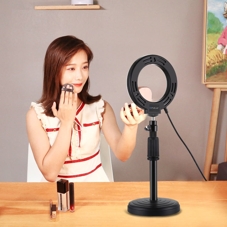 PULUZ 4.7 inch 12cm Curved Surface USB 10 Modes 8 Colors RGBW Dimmable LED Ring Vlogging Photography Video Lights with Tripod Ball Head(Black)