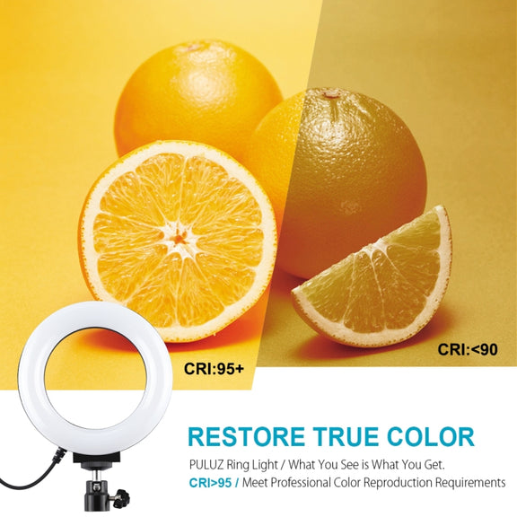 PULUZ 4.7 inch 12cm Curved Surface USB 10 Modes 8 Colors RGBW Dimmable LED Ring Vlogging Photography Video Lights with Tripod Ball Head(Black)