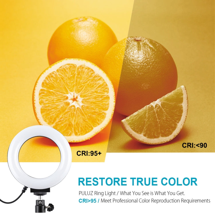 PULUZ 4.7 inch 12cm Curved Surface USB 10 Modes 8 Colors RGBW Dimmable LED Ring Vlogging Photography Video Lights with Tripod Ball Head(Black)