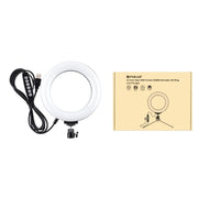 PULUZ 6.2 inch 16cm USB 10 Modes 8 Colors RGBW Dimmable LED Ring Vlogging Photography Video Lights with Tripod Ball Head(Black)