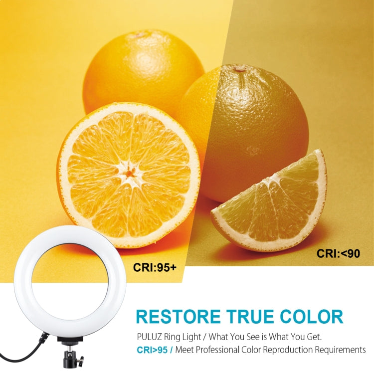 PULUZ 6.2 inch 16cm USB 10 Modes 8 Colors RGBW Dimmable LED Ring Vlogging Photography Video Lights with Tripod Ball Head(Black)
