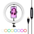 PULUZ 10.2 inch 26cm USB 10 Modes 8 Colors RGBW Dimmable LED Ring Vlogging Photography Video Lights with Tripod Ball Head & Phone Clamp(Black) - free shipping - PMC TechLife - Order now!
