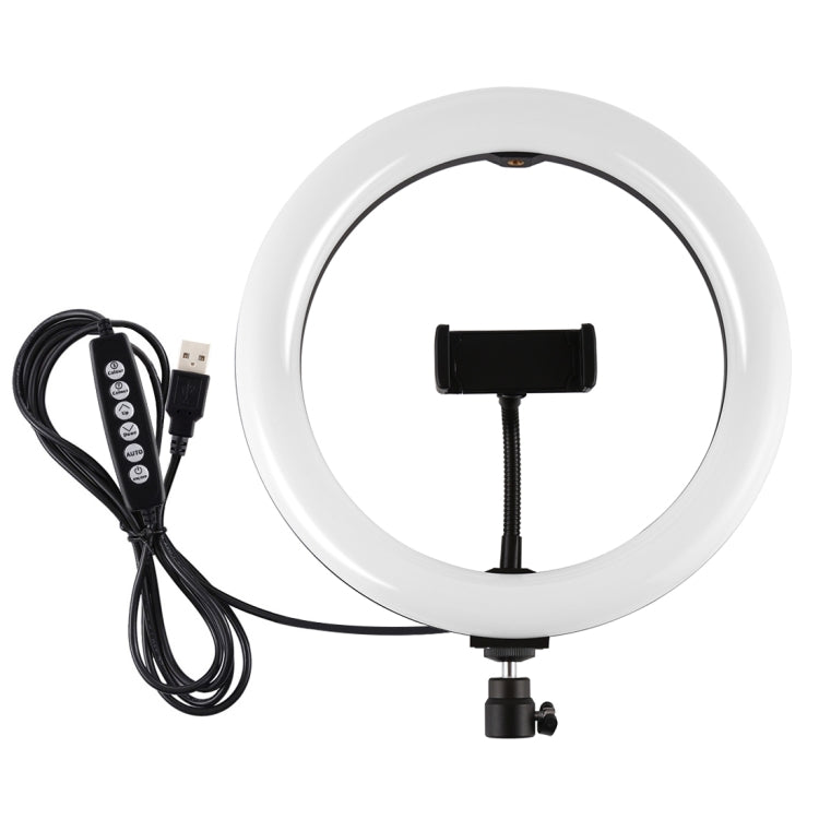 PULUZ 10.2 inch 26cm USB 10 Modes 8 Colors RGBW Dimmable LED Ring Vlogging Photography Video Lights with Tripod Ball Head & Phone Clamp(Black) - free shipping - PMC Jewellery - Order now!