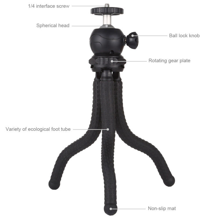 PULUZ Mini Octopus Flexible Tripod Holder with Ball Head for SLR Cameras, GoPro, Cellphone, Size: 25cmx4.5cm - Portable Mini Tripod by PULUZ | Online Shopping South Africa | PMC TechLife | Buy Now Pay Later Mobicred