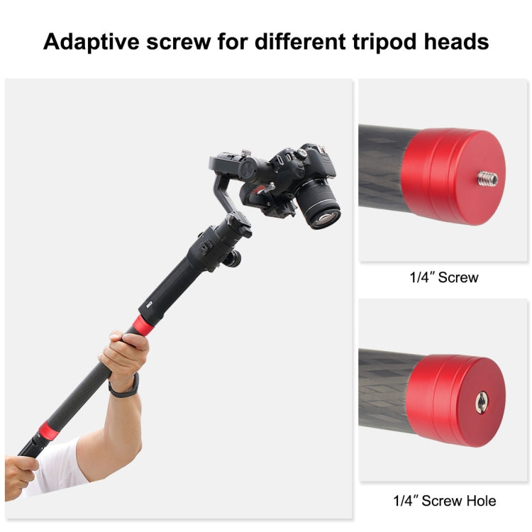 PULUZ Carbon Fiber Extension Monopod Pole Rod Extendable Stick for DJI / MOZA / Feiyu V2 / Zhiyun G5 / SPG Gimbal, Length: 35cm(Red)