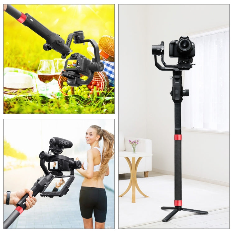 PULUZ Carbon Fiber Extension Monopod Pole Rod Extendable Stick for DJI / MOZA / Feiyu V2 / Zhiyun G5 / SPG Gimbal, Length: 35cm(Red) - free shipping - PMC Jewellery - Order now!