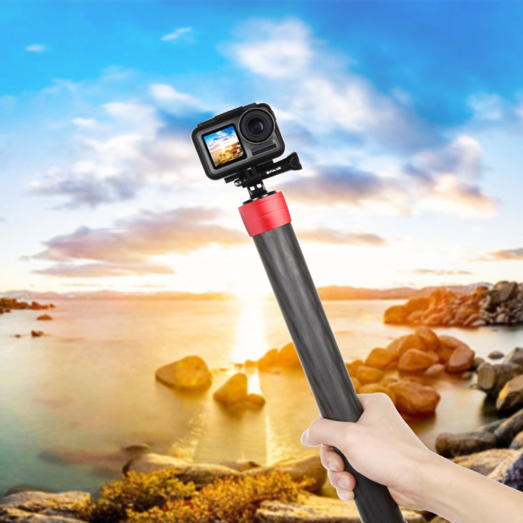 PULUZ Carbon Fiber Extension Monopod Pole Rod Extendable Stick for DJI / MOZA / Feiyu V2 / Zhiyun G5 / SPG Gimbal, Length: 35cm(Red) - free shipping - PMC Jewellery - Order now!
