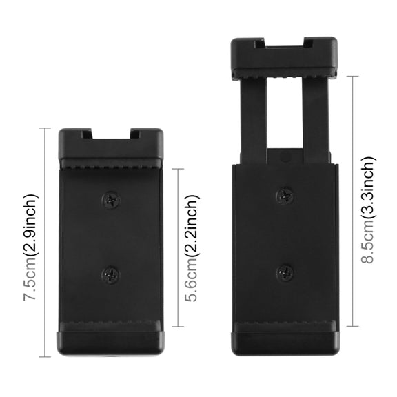 PULUZ Selfie Sticks Tripod Mount Phone Clamp with 1/4 inch Screw Holes & Cold Shoe Base(Black)