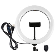 PULUZ 10.2 inch 26cm USB 3 Modes Dimmable Dual Color Temperature LED Curved Diffuse Light Ring Vlogging Selfie Photography Video Lights with Phone Clamp(Black)