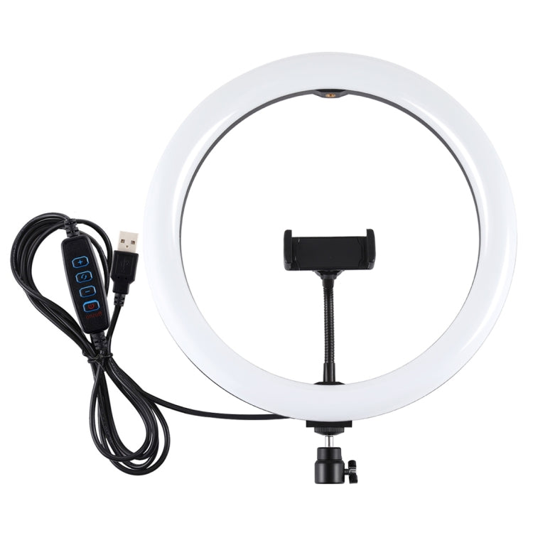 PULUZ 11.8 inch 30cm USB 3 Modes Dimmable Dual Color Temperature LED Curved Diffuse Light Ring Vlogging Selfie Photography Video Lights with Phone Clamp(Black)