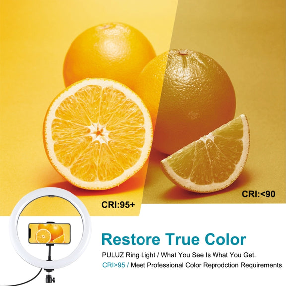 PULUZ 11.8 inch 30cm USB 3 Modes Dimmable Dual Color Temperature LED Curved Diffuse Light Ring Vlogging Selfie Photography Video Lights with Phone Clamp(Black)