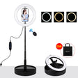 PULUZ 10.2 inch 26cm USB 3 Modes Dimmable Dual Color Temperature LED Curved  Ring Vlogging Selfie Photography Video Lights with Bluetooth Remote Shutter & Folding Desktop Holder & Phone Clamp(Black) - Ring Light by PULUZ | Online Shopping South Africa | PMC TechLife | Buy Now Pay Later Mobicred