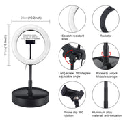 PULUZ 10.2 inch 26cm USB 3 Modes Dimmable Dual Color Temperature LED Curved  Ring Vlogging Selfie Photography Video Lights with Bluetooth Remote Shutter & Folding Desktop Holder & Phone Clamp(Black)