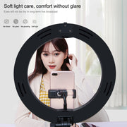 PULUZ 10.2 inch 26cm USB 3 Modes Dimmable Dual Color Temperature LED Curved  Ring Vlogging Selfie Photography Video Lights with Bluetooth Remote Shutter & Folding Desktop Holder & Phone Clamp(Black)