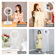 PULUZ 10.2 inch 26cm USB 3 Modes Dimmable Dual Color Temperature LED Curved  Ring Vlogging Selfie Photography Video Lights with Bluetooth Remote Shutter & Folding Desktop Holder & Phone Clamp(White)