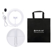 PULUZ 10.2 inch 26cm USB 3 Modes Dimmable Dual Color Temperature LED Curved  Ring Vlogging Selfie Photography Video Lights with Bluetooth Remote Shutter & Folding Desktop Holder & Phone Clamp(White)