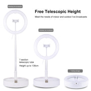 PULUZ 10.2 inch 26cm USB 3 Modes Dimmable Dual Color Temperature LED Curved  Ring Vlogging Selfie Photography Video Lights with Bluetooth Remote Shutter & Folding Desktop Holder & Phone Clamp(White)